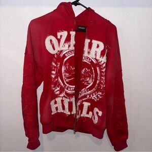 Red cropped Zip Up Sweater for Men
